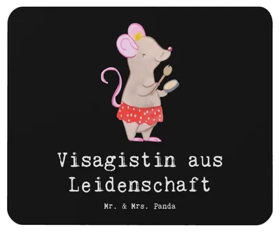 Produktbild von Mr. & Mrs. Panda Mouse Pad Visagistin Leidenschaft - Schwarz - Geschenk, Ausbildung, laptop mousepad, mousematte, Spruch, Lustig, mausteppich, Kosmetikerin, Beauty Salon