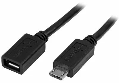 Produktbild von StarTech.com Micro USB Verlängerungskabel - Stecker/Buchse - 0,5m, 0,5 m, Micro-USB B, Micro-USB B, USB 2.0, 0,48 Gbit/s, Schwarz