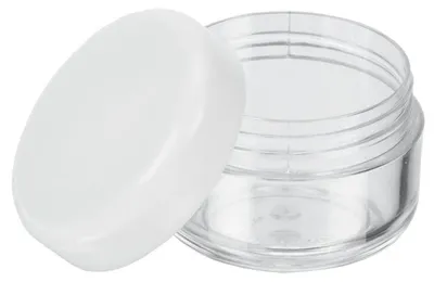 Produktbild von Kosmetikdose - Kunststoff, weißer Deckel, für 6 ml, Ø 2,9 cm, Höhe: 2 cm