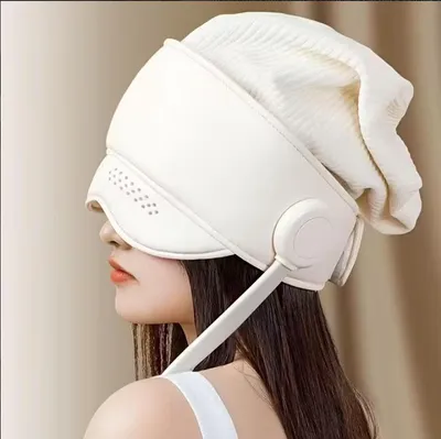 Produktbild von 3pcs 360° Kopfhautmassagegerät, 6 Airbags, wiederaufladbar 2000 mAh, 3 Heizstufen, für Stressabbau, Tiefenentspannung & Wellness, Beige