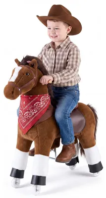 Immagine prodotto di VEVOR Cavallo Cavalcabile per Bambini, Cavallo Cavalcabile con Ruote Scorrevoli, Senza Batterie, Anello Anti-Ribaltamento, Sedile Rialzato, Maniglie e Pedali, Carico Massima 80 kg, Per Bambini 6+ Anni