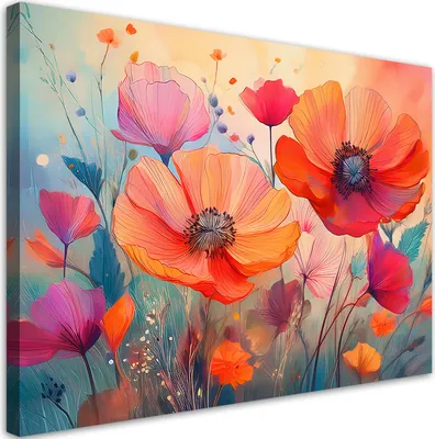 Produktbild von Feeby - Leinwand Bilder - Mohnblumen Abstraktion - 30x20 cm - Deko Wohnzimmer - Wandbilder Schlafzimmer - Deko Aesthetic - Wand Deko - Leinwand Groß - Deko Zimmer - Leinwandbilder XXL