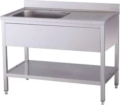 Produktbild von KBS Spültisch 1000x600x850 mm mit Aufkantung 1 Becken links mit Grundboden