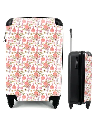 Produktbild von MuchoWow® Koffer Handgepäck Trolley Rollkoffer Kleine Reisekoffer mit 4 Rollen - Blumen - Collage - Rosa - Cabin Size < 55x40x23 cm & 55x40x20 cm - Fotokoffer - Kabinenkoffer - Boardgepäck - Reise-Box - Reisekoffer - Reisegepäck - Koffer mit Bild - Trolley für Kinder
