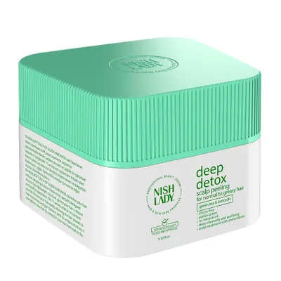 Produktbild von Nishlady Deep Detox Haar-Kopfhaut-Peeling 275 ml – Kopfhaut Peeling mit Jojoba-Partikeln, Grüntee & Avocado