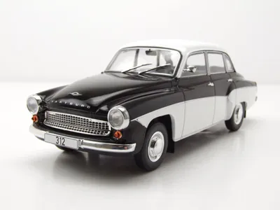 Produktbild von Wartburg 312 schwarz/weiß WHITEBOX 1:24