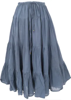 Produktbild von Boho Stufenrock, Maxirock Sommerrock, Flamencorock - Blau, Damen, Baumwolle, Röcke