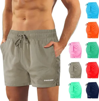 Produktbild von Sesto Senso Herren Badehose – Bequeme Badeshorts mit Innenfutter – Ideal für Strand und Schwimmbad – Khaki – Größe XL