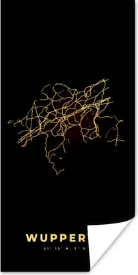 Produktbild von MuchoWow® Poster Karte - Gold - Wuppertal - Stadtplan - Karte 60x120 cm - Wandschmuck