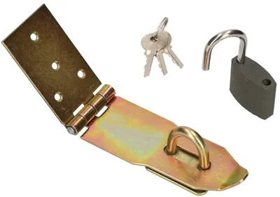 Image de KOTARBAU® : Serrure de sécurité avec cadenas, modèle 3, différentes tailles, 120 mm, galvanisée jaune