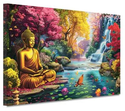 Productafbeelding van Canvas Schilderij Waterfall 60x40cm voor Wanddecoratie