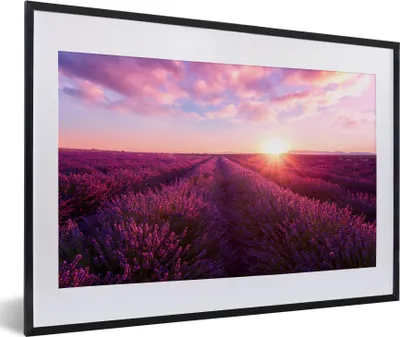 Produktbild von MuchoWow® MuchoWow® Gerahmtes Poster Lavendel - Blumen - Frankreich 60x40 cm - Poster mit zchwarzem Bilderrahmen - Schlafzimmer - Plakat in Rahmen - Drucken