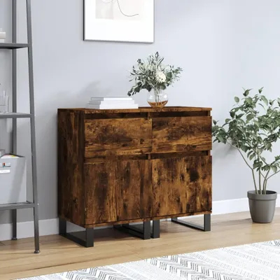 Produktbild von The Living Store Sideboards 2 Stk. Räuchereiche 40x35x70 cm Holzwerkstoff