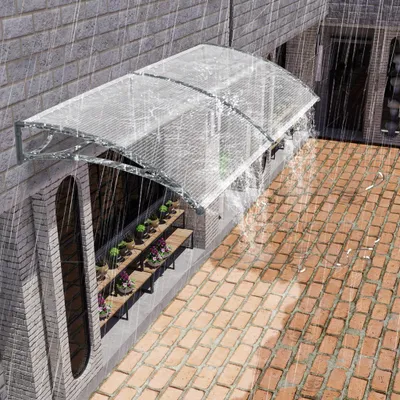 Produktbild von YZNAHRE Vordach für Haustür Überdachung 300x100cm Wetterfest Türüberdachung Hauseingang Transparentes Pultbogenvordach für Hauseingang Garage Terrasse