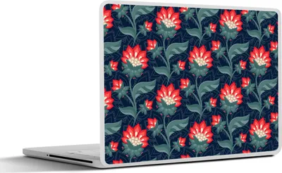 Produktbild von MuchoWow® Laptop Aufkleber Sticker Cover Design - Blumen - Rot 25x18 cm - Laptop-Deko
