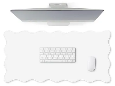 Immagine prodotto di Tappetino per mouse da gaming XXL, 800x400mm, superficie ondulata con bordi cuciti, colore bianco