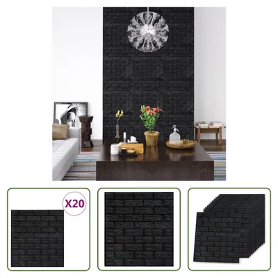 Obrázek produktu pro The Living Store 3D cihlová samolepicí tapeta 20 ks černá