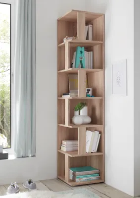 Produktbild von Eckregal Standregal Bücherregal Dekorregal Holzregal Regal "Lasmos I" Eiche Sonoma