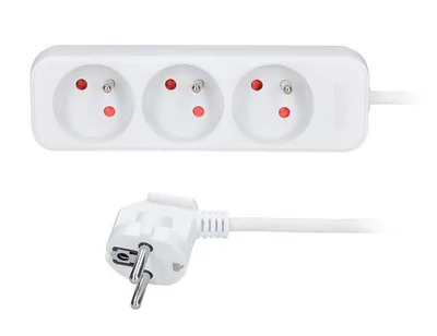 Obrázek produktu pro Solight Bílý prodlužovací kabel, 3 zásuvky, 5m PP04