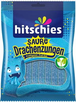 Produktbild von Hitschies Saure Drachenzungen Blau fruchtig saures Fruchtgummi 125g