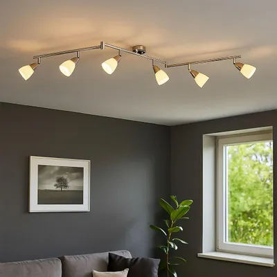 Produktbild von Deckenleuchte, verchromt, Opalglas, Spots beweglich, L 145 cm