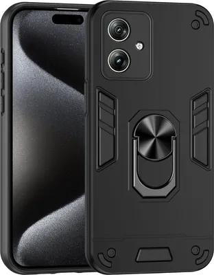 Produktbild von Mobigear Armor Ring  Motorola Moto G54 Hülle Hardcase Backcover Stoßfest mit Ringhalter - Schwarz