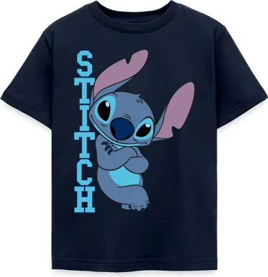 Produktbild von Lilo & Stitch | Stitch Mit Schriftzug Kinder T-Shirt, 98/104 (3-4 Jahre), Navy