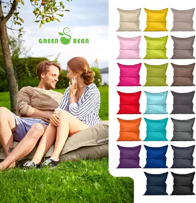 Produktbild von Green Bean Sitzsack "Square" XXL 140x180cm mit 380 Liter EPS Perlen - Riesensitzsack für Kinder & Erwachsene - Beige