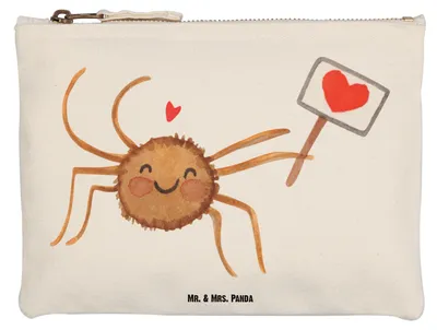 Produktbild von Mr. & Mrs. Panda Kulturtasche Spinne Agathe Motivation Größe M - Weiß - Geschenk, Federtasche, Vertrauen, Liebe, Dankeschön, kosmetiktäschchen, Kosmetiktasche, Mäppchen