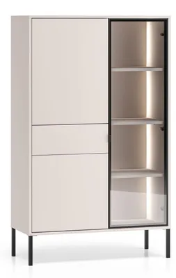 Produktbild von Vitrine Barnee Glasvitrine 92x40x150cm 3-türig mit Beleuchtung Farbe wählbar,Kaschmir