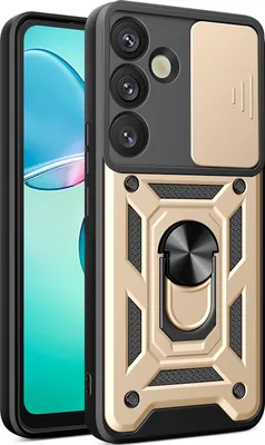 Produktbild von Hülle für Samsung Galaxy S25+ Magnetische Ring Ständer Halter Dia Kameraschutz TPU Bumper Silikon Schutzhülle Gold