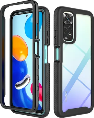 Image de Redmi Note 11S Cover, Hybrid Transparent Back Robuste TPU Bumper Anti-Dérapant Anti-Choc Entier Housse de protection pour Xiaomi Redmi Note 11 / Note 11S Noir