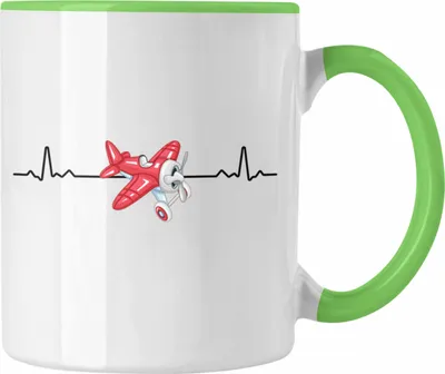Produktbild von Trendation - Pilot Tasse Herzschlag Geschenk Bester pilot Sprüche (Grün)