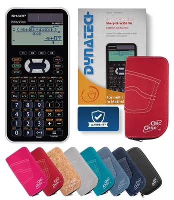 Produktbild von Sharp EL-W550 XG Taschenrechner mit Schutztasche rot und Fachbuch