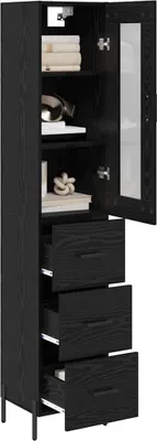 Obrázok produktu pre vidaXL Highboard čierny dubový vzhľad 34,5 x 34 x 180 cm materiál na báze dreva