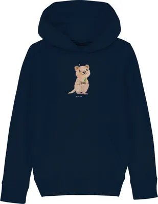 Produktbild von Mr. & Mrs. Panda Kinderpullover Quokka Happy 7-8 Jahre (122/128) - French Navy - Geschenk, Pullover, Hoody, Pulli, Lustige Sprüche, Niedliches Tier, Sweatshirt, Hoodie