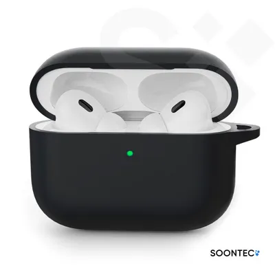 Obrázek produktu pro SOONTEC Ochranný kryt sluchátek černý SOONTEC kryt pro AirPods Pro 3. generace pouzdro s kroužkem na karabinu