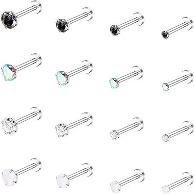 Produktbild von Famanu Lippenringe aus chirurgischem Stahl - 16 Stück, 6 mm, 8 mm