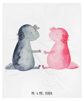 Produktbild von Mr. & Mrs. Panda Bettdecke Axolotl Liebe - Weiß - Geschenk, Lurch, Valentinstag, Sofaüberwurf, Kuscheldecke, Bettüberwurf, Decke, Tagesdecke