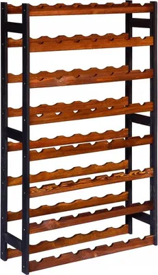 Zdjęcie produktu dla STOLMAK Drewniany Regał Na Wino Czarno Brązowy na 56 Butelek 72,5x118x25 cm  Drewno Stojak Na Wino Do Kuchni Piwnicy Salonu