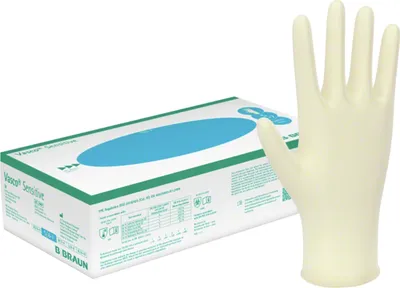 Produktbild von B. Braun Vasco Sensitive Untersuchungshandschuhe puderfrei Naturlatex 100 Stück Gr. 6-7 klein