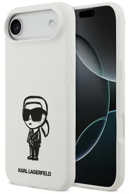 Zdjęcie produktu dla KARL LAGERFELD case for IPHONE 17 Air compatible with MagSafe KLHMP17MSKIGROH (Silicone W/ KL Sketch & Logo) white