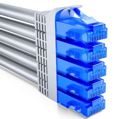 Produktbild von deleyCON 0,25m CAT6 Netzwerkkabel Set U-UTP RJ45, 5 Stück - Grau
