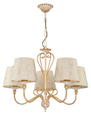 Obrázok produktu pre Luster SOFIA, zlatý a biely, 5xE27x20W, kov, rozmery: 70x64x64 cm, IP20, Jupiter