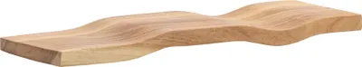 Wandregal Akazie Massivholz 40 cm mit wellenförmiger, schwebender Gesamtform in Seitenansicht.