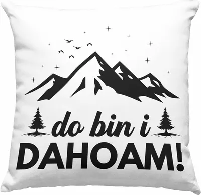 Produktbild von Trendation - Wandern Deko-Kissen mit Füllung 40x40 Geschenk Do Bin I Dahoim Geschenk Berge Wanderer Geschenkidee (Grau)