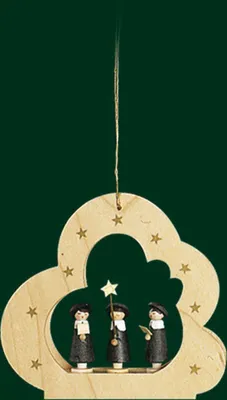 Imagen del producto de Adornos para el árbol de Navidad, forma de nube, diseño natural con figuras pequeñas. Altura: 9 cm. Producto nuevo