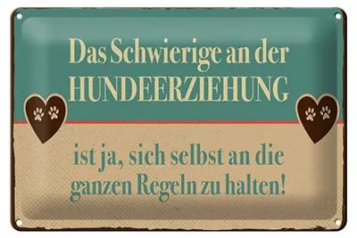 Produktbild von Blechschild Spruch 20x30 cm Hundeerziehungsregeln Schild