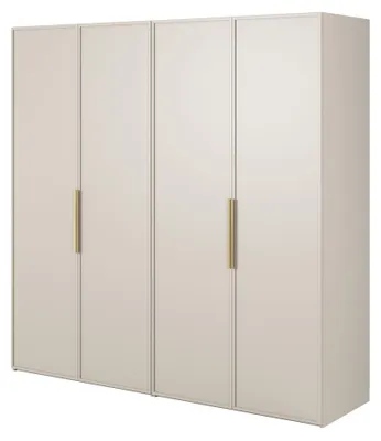 Produktbild von Selsey Frame - Kleiderschrank 4-türig mit 2 Kleiderstangen und Regalen, 200 cm, greige