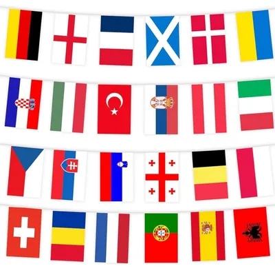 Produktbild von Wimpelkette 24 Länder EM Fahnen 8M für Fußball Deko Girlande Banner Polyester